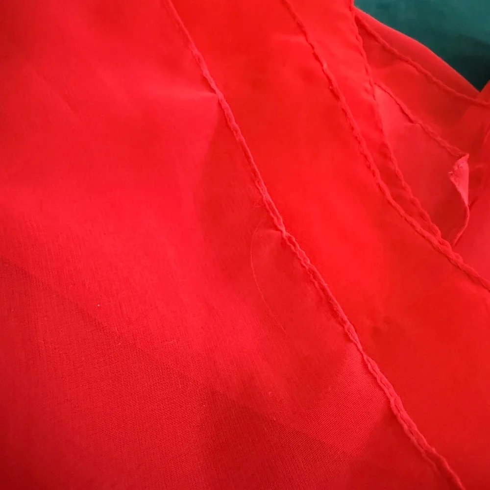 Vintage Red Sheer Chiffon Scarf Rectangular Lightweight Made in‎ USA RN 88072